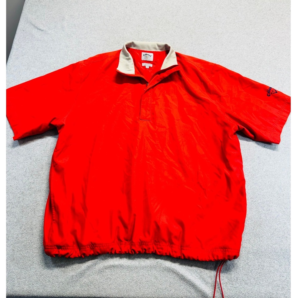 Callaway Golf Sport Wind Pullover Jacket Mens M Red Brushed Microfiber 1/4 Zip